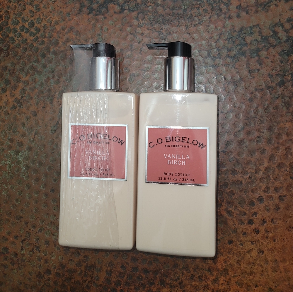 LOT of 2 FACTORY SEALED C.O. Bigelow Vanilla Birch Body Lotion Bottles 11.6 oz